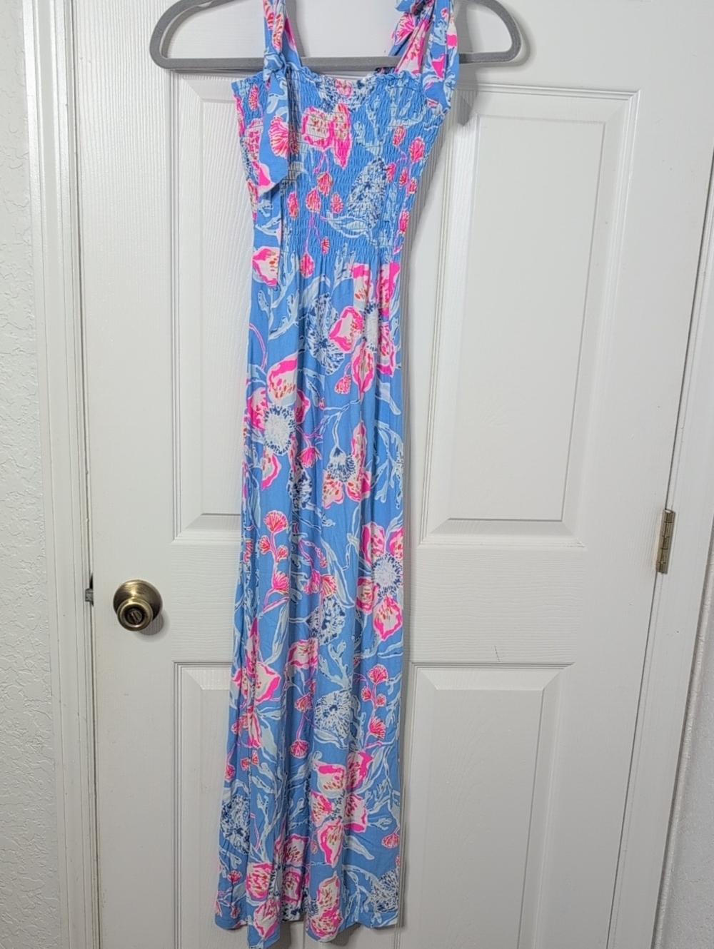 Lilly Pulitzer kailua Blue Floral Tie-Shoulder Maxi Dress - Picture 2 of 6